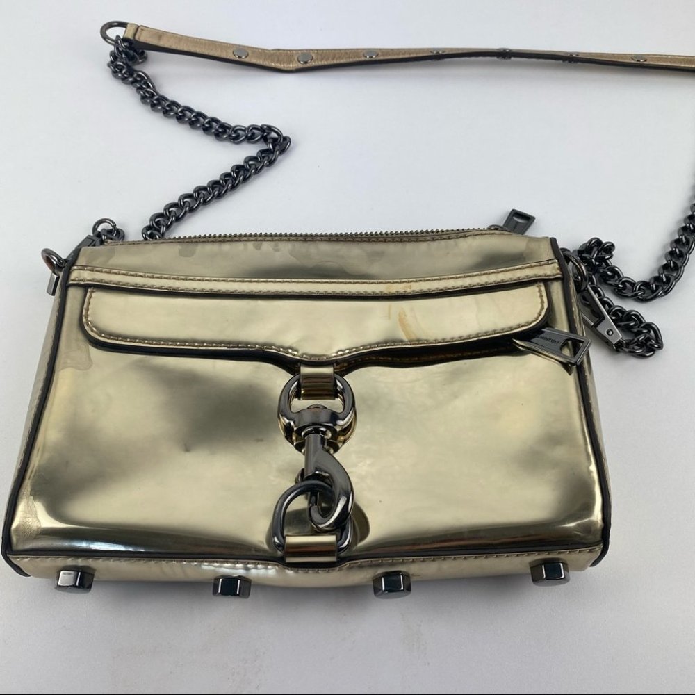 Rebecca Minkoff Mirrored Mini Mac Gold Crossbody
